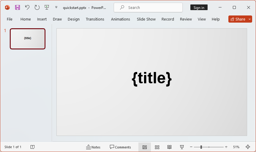 プレースホルダー title を入れたテンプレートパワーポイント